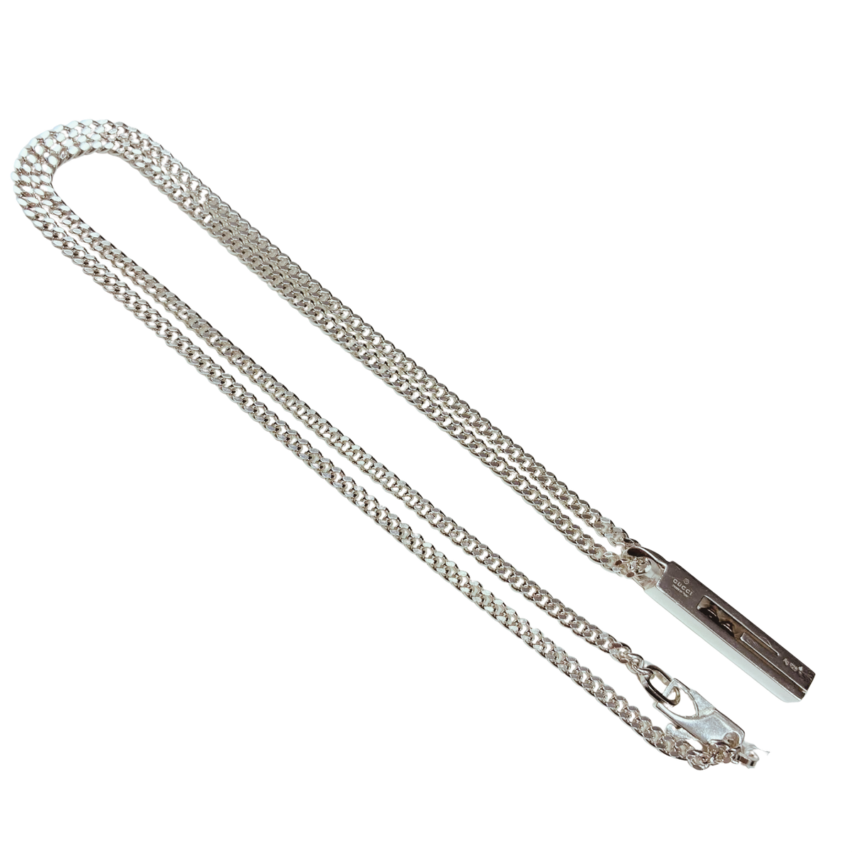 Gucci SV925 Cutout G Bar Necklace 15G 50CM