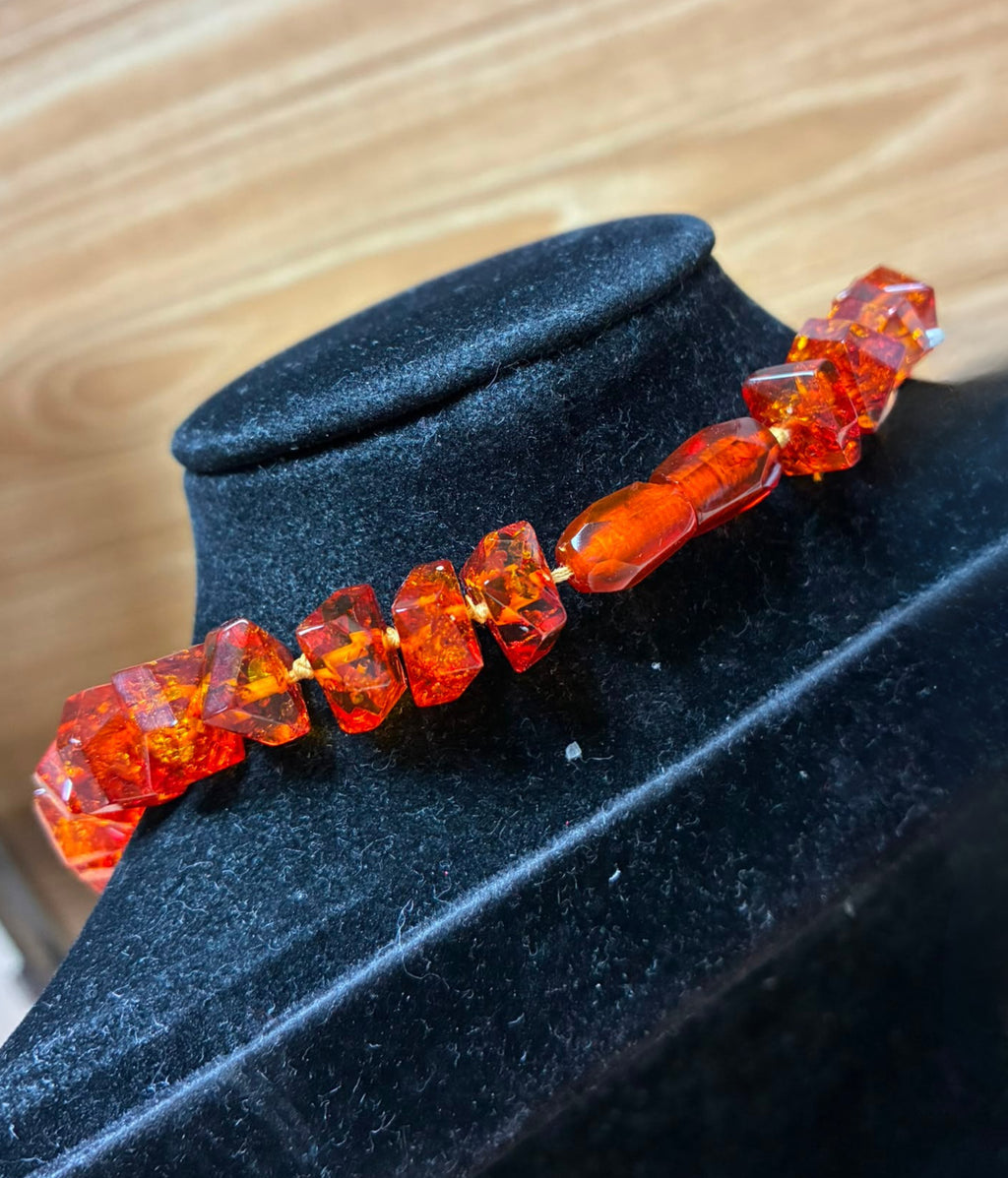 Vintage Faceted Baltic Amber Bead Necklace 43.4G