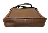 Salvatore Ferragamo Revival Leather Messenger Bag Textured Brown Leather