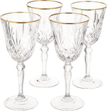 Lorren Home Trends Siena Collection Crystal Red Wine Glass with Gold Band Design, Set of 4, 7.5 fluid ounces