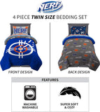 Franco Kids Bedding Super Soft Microfiber Comforter and Sheet Set, 4 Piece Twin Size, Hasbro Nerf