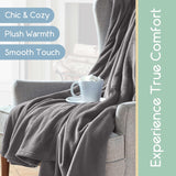 Vellux Fleece Blanket Twin Size - Fleece Bed Blanket - All Season Warmth Lightweight Super Soft Throw Blanket - Plush Blanket for Bed or Couch (66 x 90 Inches, Grey)