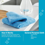 E-Cloth Microfiber Cloth, World's Leading Premium Microfiber Cleaning Cloth, Twice as Durable as Competition, 1 Year Guarantee, Ideal for Kitchen, Countertops, Sinks, and Bathrooms, Blue, 4 Pack