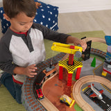 KidKraft Transportation Station Wooden Train Set And Table