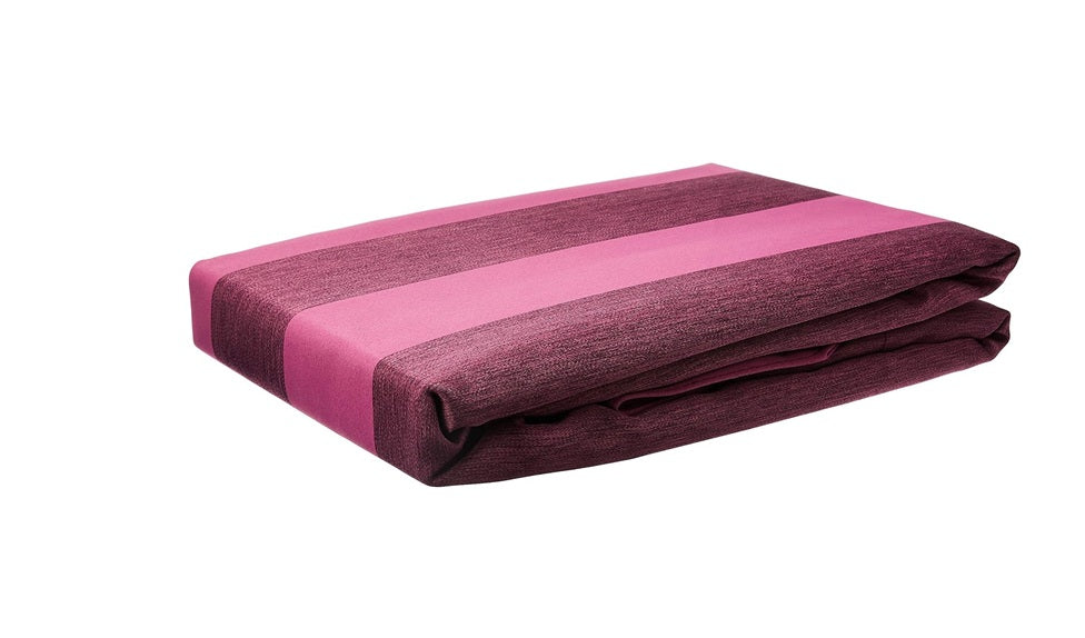 Linen Home Stripe/Solid Blackout Curtain, Purple, 160x235cm