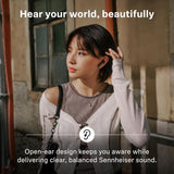 Sennheiser Accentum Open Wireless Earbuds Open Design Smart Touch Controls Comfortable Breathable Fit Up to 28H Battery Quick Charging IPX4 Clear Call Quality Cream