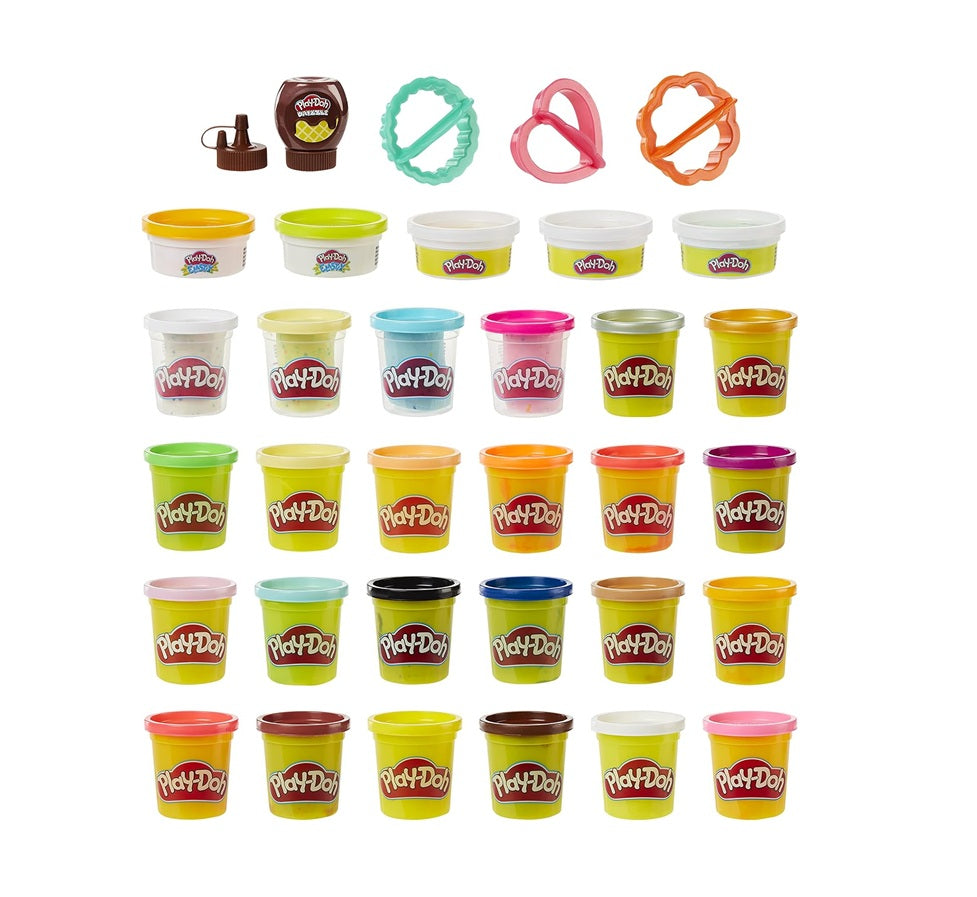 Play-Doh Kitchen Creations Cook 'n Colors Refill Variety Pack with Play-Doh Confetti, Elastix, Drizzle, Metallics, and Color Burst, 30 Total Containers,...