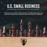 Chess Armory Magnetic Chess Set 15 inch x 15 inch - Inlaid Walnut Wooden Chess Set with Folding Chess Board, Staunton Chess Pieces, & Storage Box - Chess Set Wood Board Game
