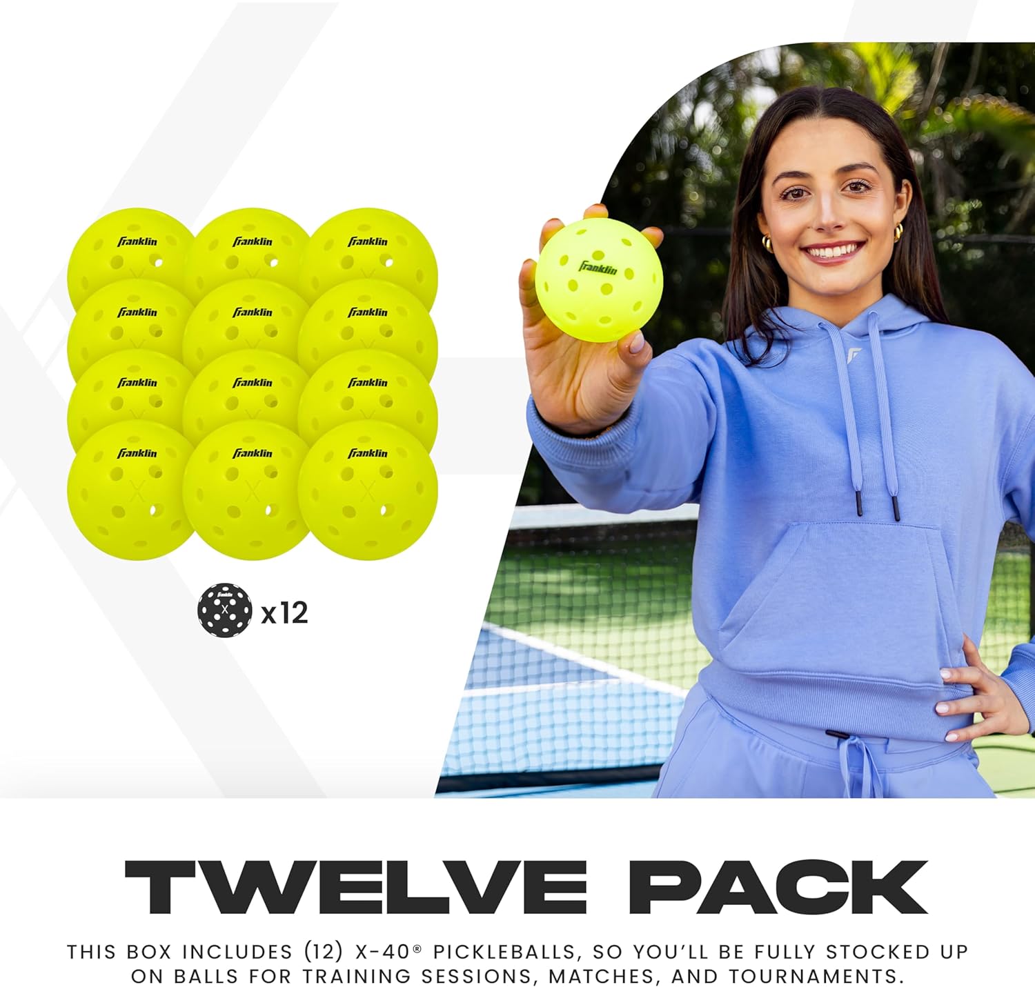 Franklin Sports Outdoor Pickleballs  X40 Pickleball Balls 12pc Pack