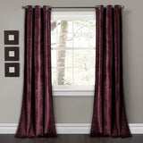 Lush Decor Prima Velvet Curtains Color Block Light Filtering Window Set for Living, Dining, Bedroom, 95 in L Panel Pair, Plum