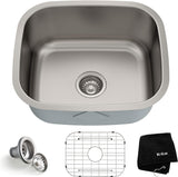 Kraus KBU11 20 inch Undermount Single Bowl 16 gauge Stainless Steel Kitchen Sink JE