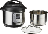 Instant Pot Duo Plus - 9-in-1 Pressure Cooker + Steel Pot + Glass Lid. Pressure cooking, slow cooking, rice, yogurt, steam, sauté and keep warm, steam, sous vide. 6 Quart / 5.7 L. Stainless Steel