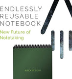 Rocketbook Smart Reusable Notebook, Flip Executive Size Spiral Notebook, Green, (6" x 8.8"")