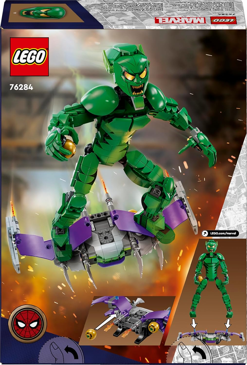 LEGO Marvel Green Jester Buildable Figure Toy Boys Girls Age 8+ Superhero Fans Birthday Gift Idea and Nursery Decoration 76284 Main image
