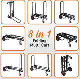 Pyle Adjustable Professional Equipment - Compact 8-in-1 Folding, Foldable and Lightweight, Hand Truck/Dolly/Platform Cart, Extends Up to 27.52'' to 44.25''