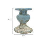 Creative Co-Op Large Distressed Blue Terracotta Pillar Candle Holder