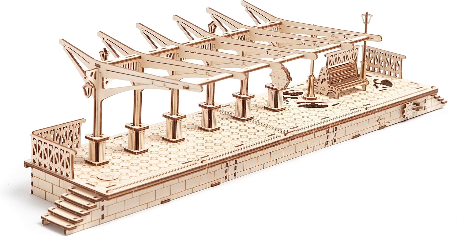 Ugears Railway Platform for Steam Locomotive Model Main image