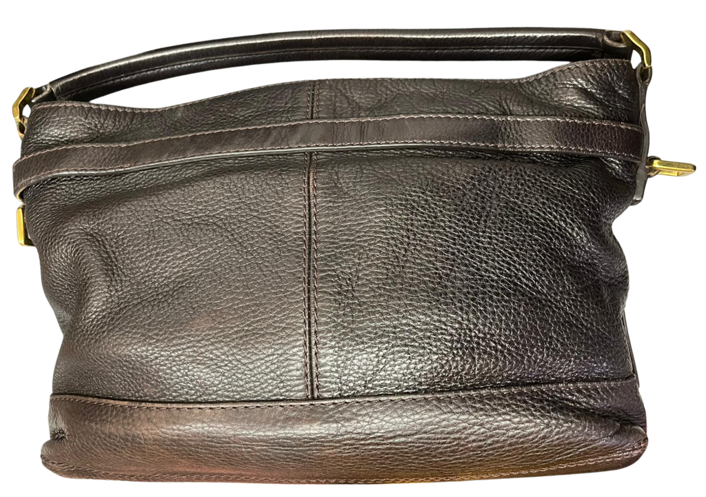 Burberry Dark Brown Leather Front Pocket Hobo