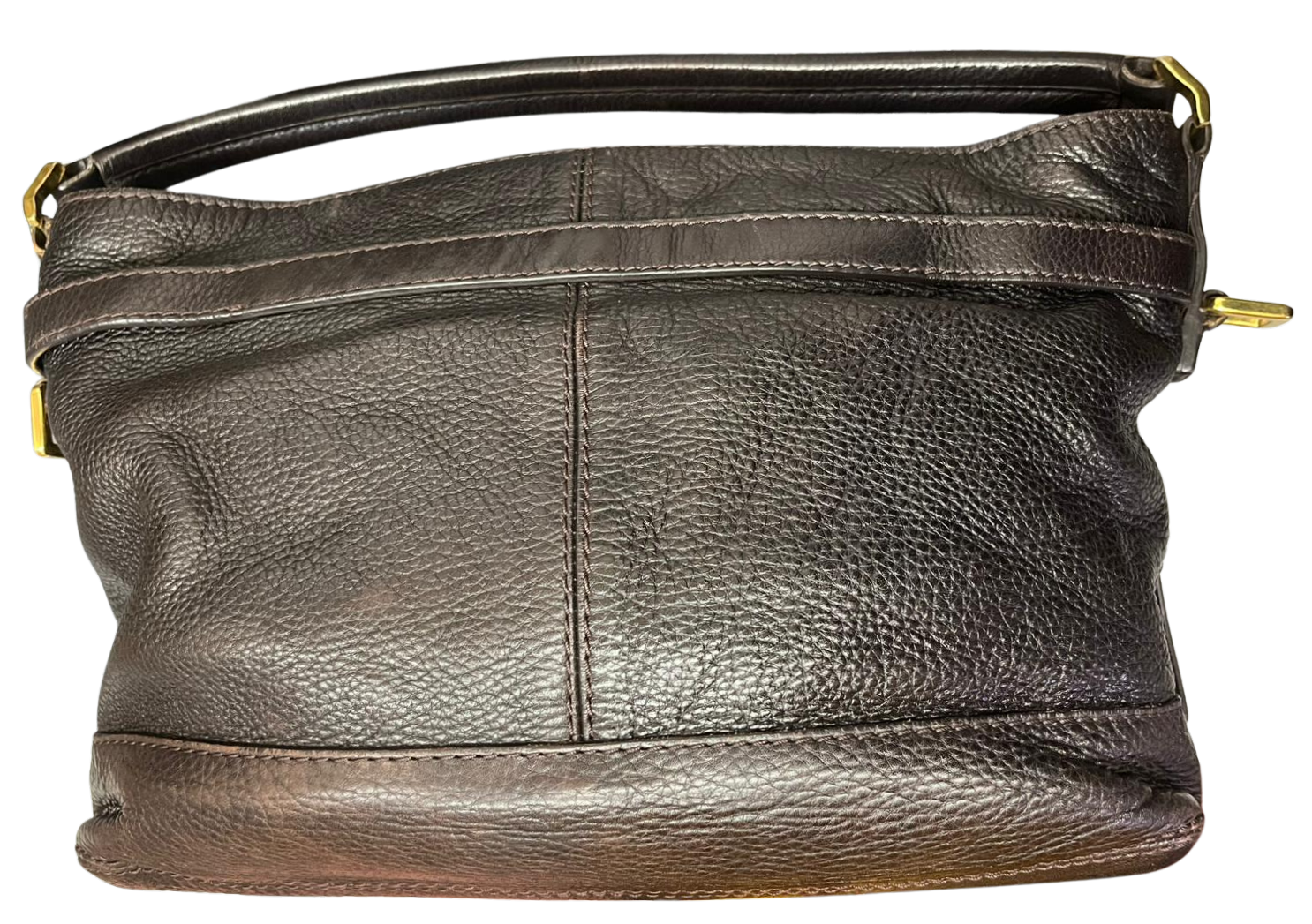 Burberry Dark Brown Leather Front Pocket Hobo