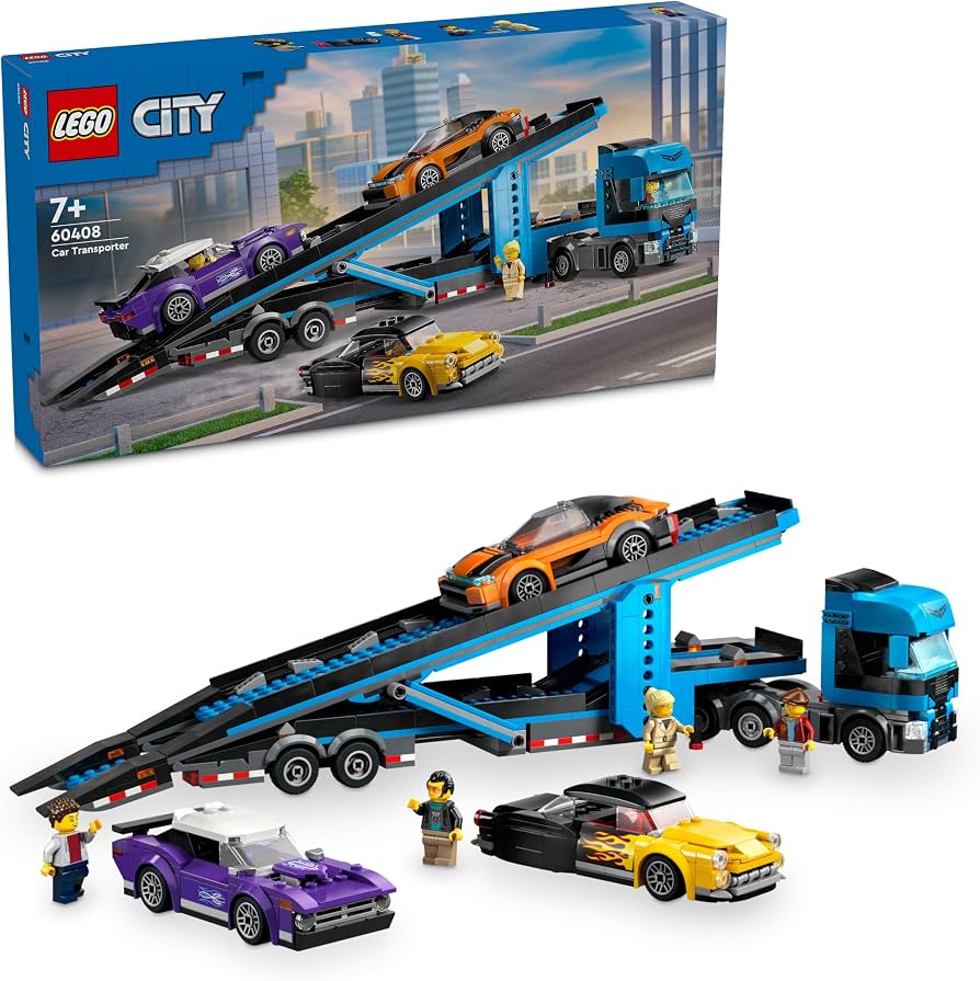 LEGO City Car Transporter Truck with Sports Cars Playset, 4 Vehicle Toys for Ages 7 and over 60408 (998 Pieces)