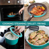 Neoflam 52102 Midas PLUS 9piece Ceramic Nonstick Cookware Set With Detachable Handle Emerald Green