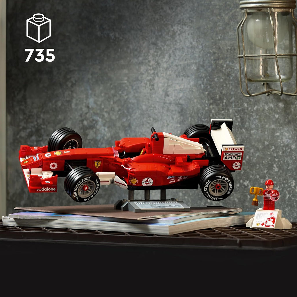 LEGO Icons Ferrari F2004 Michael Schumacher F1 Car Model Kit for Adults Display Set w V10 Engine