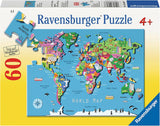 Ravensburger 9607 World Map Puzzle (60-Piece) 14.25" x 10.25"