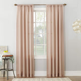 Amalfi Linen Blend Textured Semi-Sheer Rod Pocket Curtain Panel, 54" x 84", Blush Pink