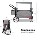 Radio Flyer Odyssey Stroll N Wagon Baby Push Stroller With Canopy And Bag Grey