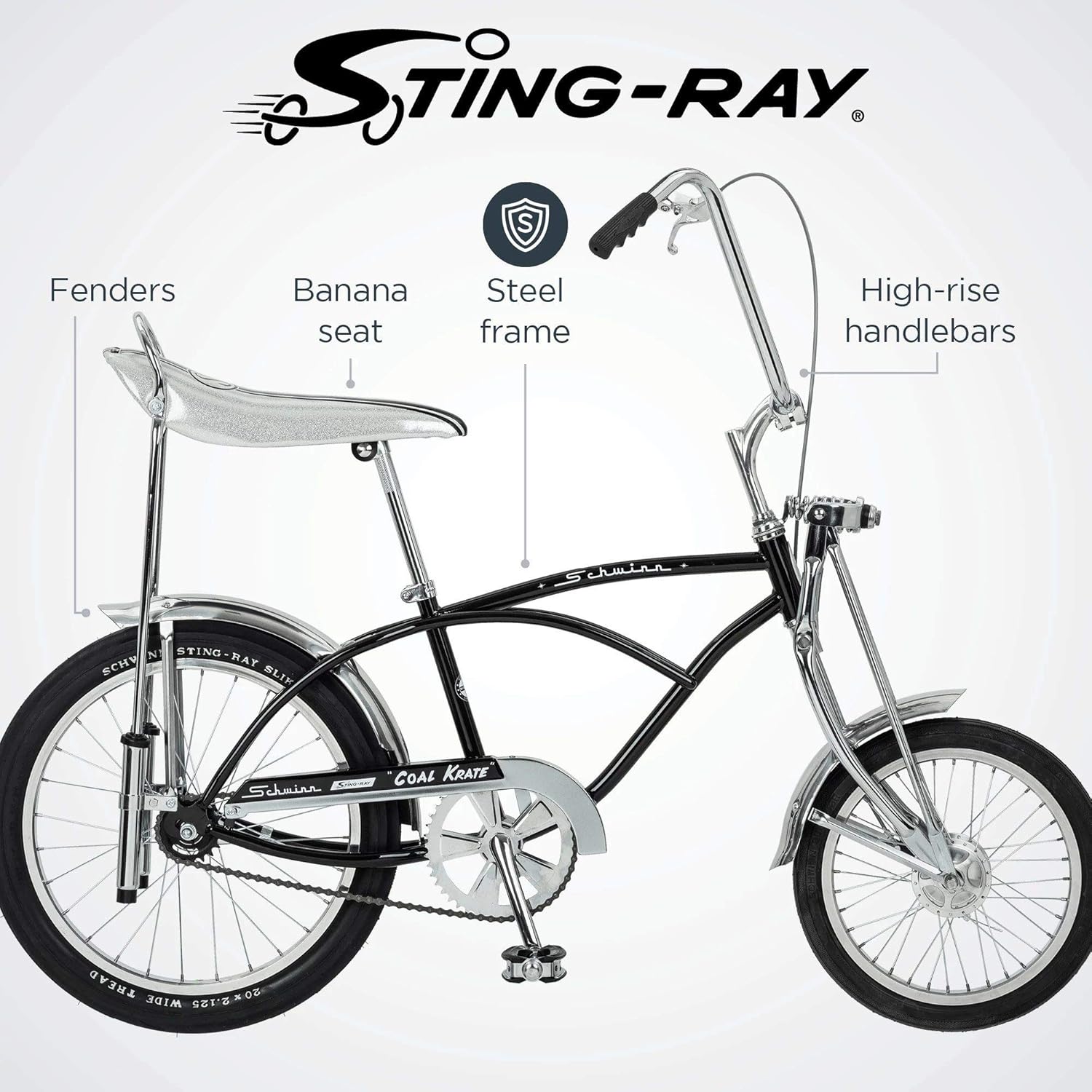 Schwinn Classic Old School Krate Bike 16inch Front Wheel And 20inch Rear Wheel Spring Fork Coal