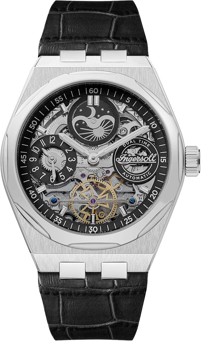 Ingersoll 1892 The Broadway Automatic Mens Watch With Black Dial And Black Leather Strap I12903 Main image