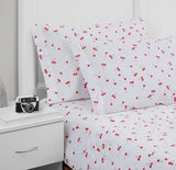 Poppy & Fritz - Twin Sheets, Cotton Percale Bedding Set, Crisp & Cool, Lightweight Home Decor (Cherries, Twin)