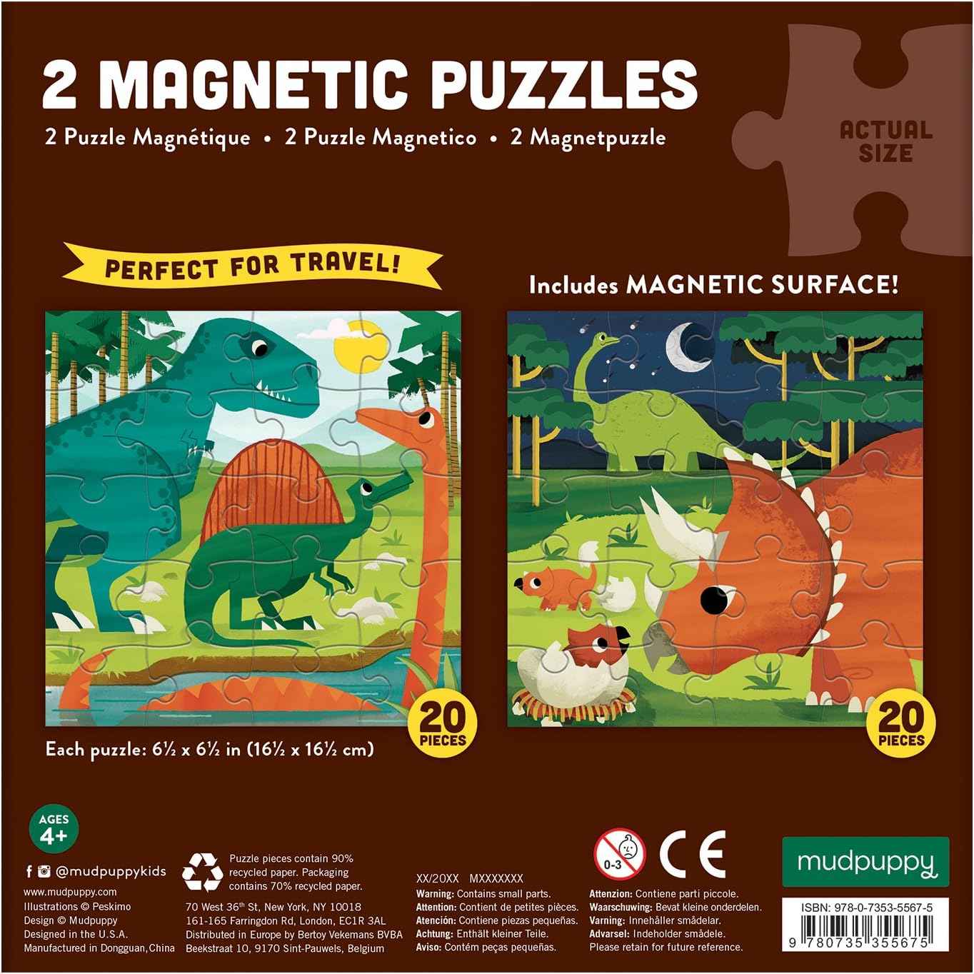 Mudpuppy 9780735355675 Mighty Dinosaurs Magnetic Jigsaw Puzzle