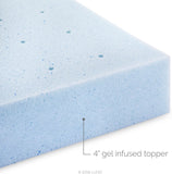 LUCID 4 Inch Gel Memory Foam Mattress Topper - Ventilated Design - Ultra Plush - Twin