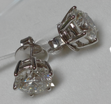 14K White Gold Round Cut Earring Studs 5.08 Total Carat Lab Grown E-F VVS1 Diamonds