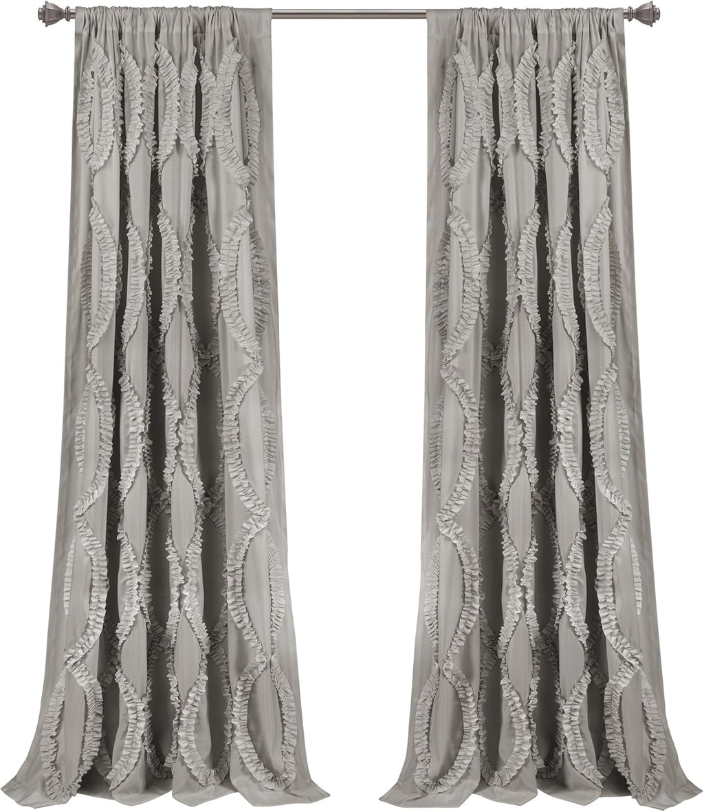 Lush Decor Avon Window Curtain Sydney Throw Blanket 54inW X 84inL Light Gray