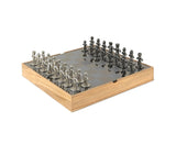 Umbra Buddy Chess Set, Modern Original Chessboard Game Made of Metal With Nickel & Titanium Finish