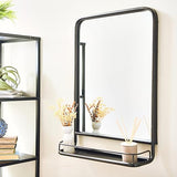 WALL MIRROR W/SHELF-METAL FRAMED CREATIVE COOP 199/BLACK