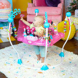 Bright Starts PeekABoo Minnie PeekABoo Jumping Jumping Playground with 12+ Activity Toys, Walker with Music and Lights, 360 Degree Rotating Seat, Adjustable, Pink, 6+ Months