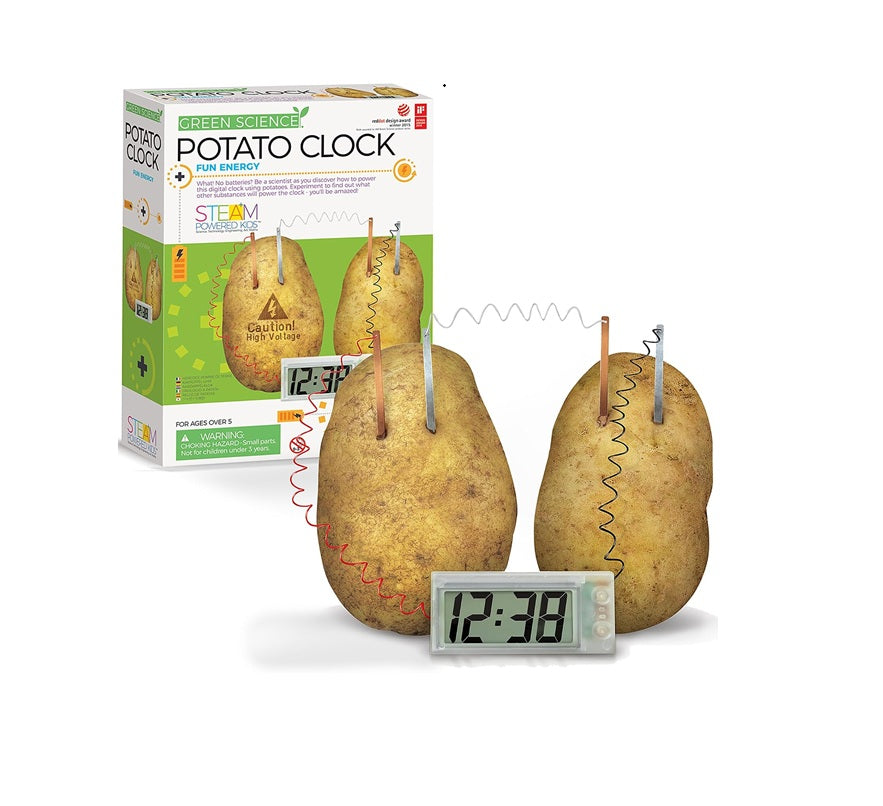 4M: Green Science: Potato Clock - DIY & Experience Battery-Free Renewable Energy, Power A Digital Clock, STEM Learning Craft Activity Kit, Kids Age 5+
