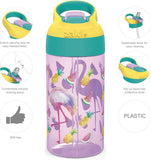 Zak Designs 16oz Riverside Desert Life Kids Water Bottle with Straw and Built in Carrying Loop Made of Durable Plastic, Leak-Proof Design for Travel, 2PK Set