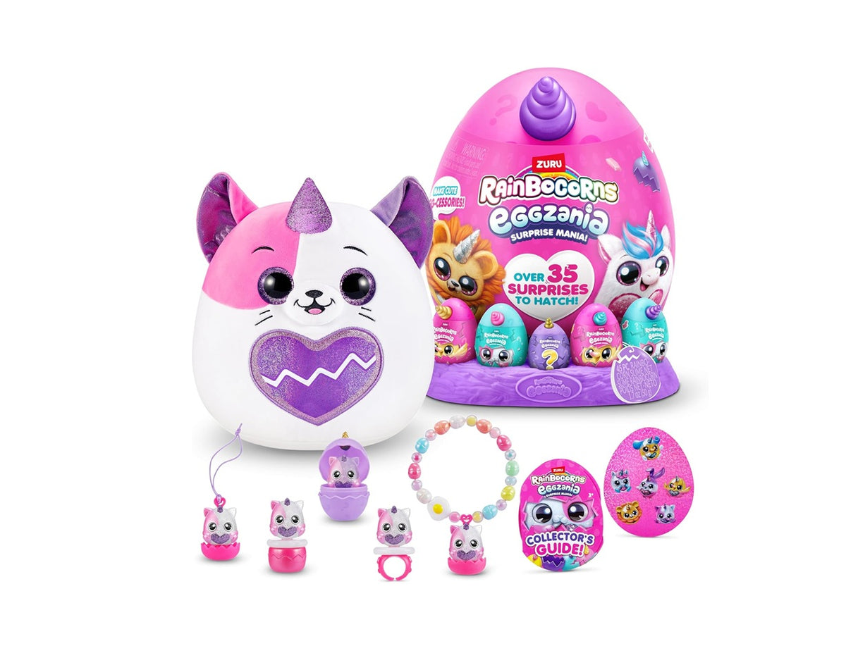Rainbocorns Eggzania Surprise Mania Series 1 (Kitten) by ZURU, Collectible Plush Stuffed Animal, 5 Mini Eggs, Stickers, DIY Jewelry, Slime, Ages 3+ for...