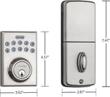 Kwikset 92640-001 Contemporary Electronic Keypad Single Cylinder Deadbolt with 1-Touch Motorized Locking, Satin Nickel