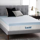 LUCID 4 Inch Gel Memory Foam Mattress Topper - Ventilated Design - Ultra Plush - Twin