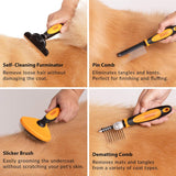 Friends Forever 6 in 1 Professional Pet Grooming Kit Box - Cats Dogs Nail Clippers & File, Wire Dog Brush/Slicker Brush, Deshedding Tool, Dematting Comb, Undercoat Rake .SYNC66-0047UPC, Black/Orange