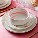 Stone Lain Brighton 16-Piece Dinnerware Set Porcelain, Pink