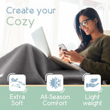 Vellux Fleece Blanket Twin Size - Fleece Bed Blanket - All Season Warmth Lightweight Super Soft Throw Blanket - Plush Blanket for Bed or Couch (66 x 90 Inches, Grey)