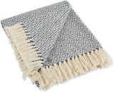 DII Global, Fields of Diamond Woven Throw, 50x60, French Blue