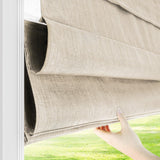 CHICOLOGY RMBF2764 Cordless Roman Shades CrossHatched Modern Fabric Cascade Window Blind Treatment 27inW X 64inH Belgian Flax