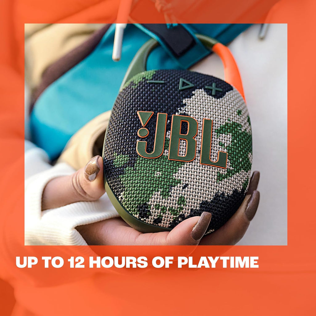 JBL Clip 5 - Ultra-Portable, Waterproof & Dustproof Bluetooth Speaker, Big Pro Sound with Punchy bass, Integrated Carabiner, Up to 12 Hours of Play, Made in Part with Recycled Materials Sand